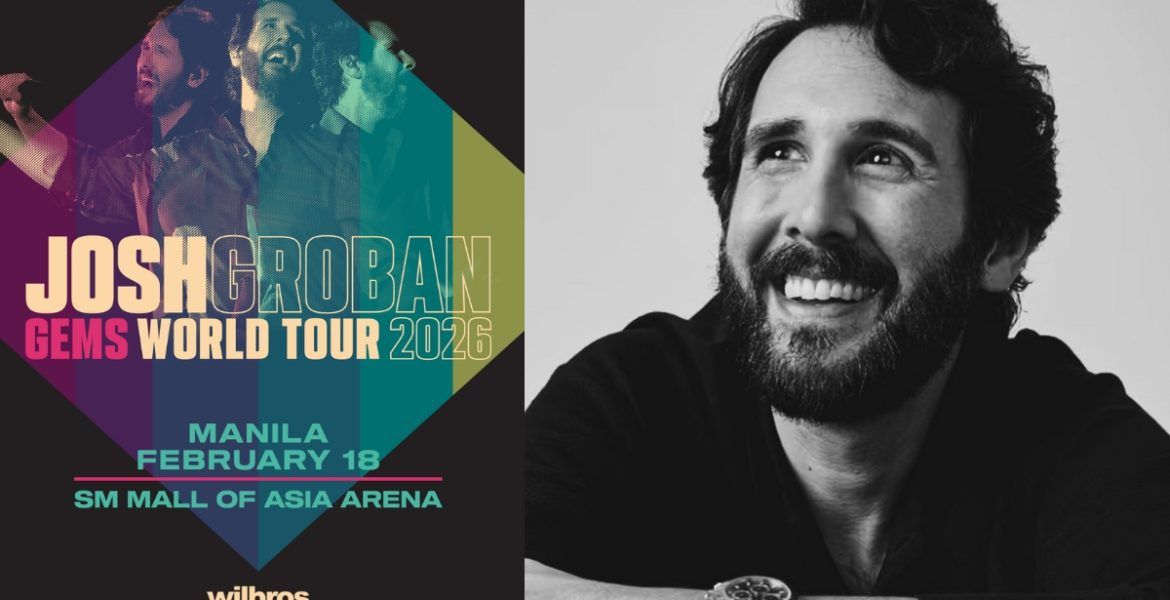 Josh Groban's Live in Manila Concert Poster on the left, Josh Groban portrait on the right