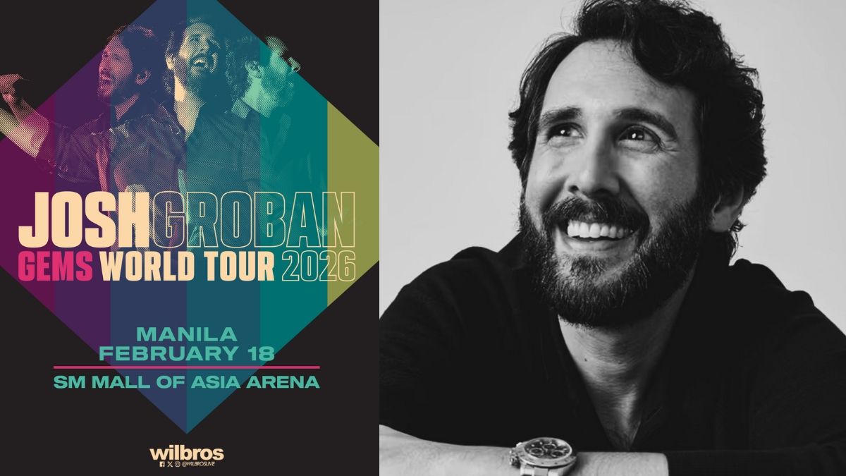Josh Groban's Live in Manila Concert Poster on the left, Josh Groban portrait on the right