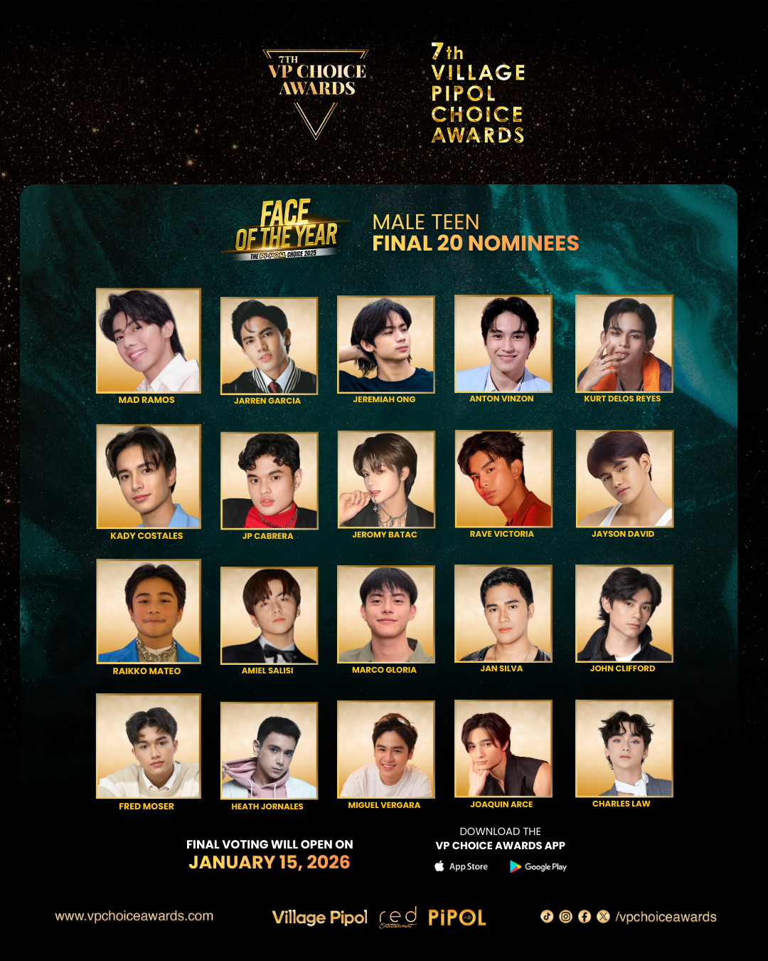 PIPOL Face of the Year Final 20 - Male Teens